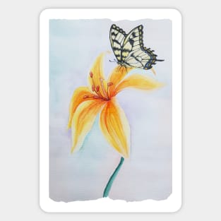 Watercolor Botanical Eastern Tiger Swallowtail Butterfly Sticker